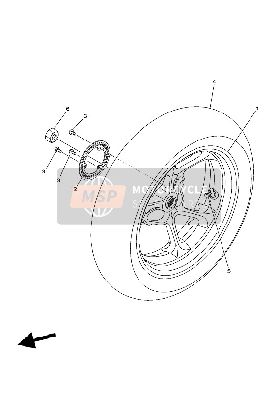 B6HF53380033, Cast Wheel, Rear, Yamaha, 0